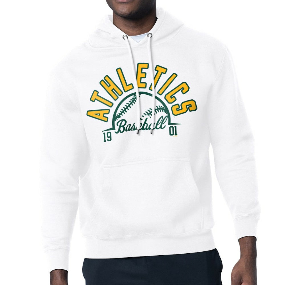 White Athletics Starter Half Ball Team Graphic Pullover Hoodie
