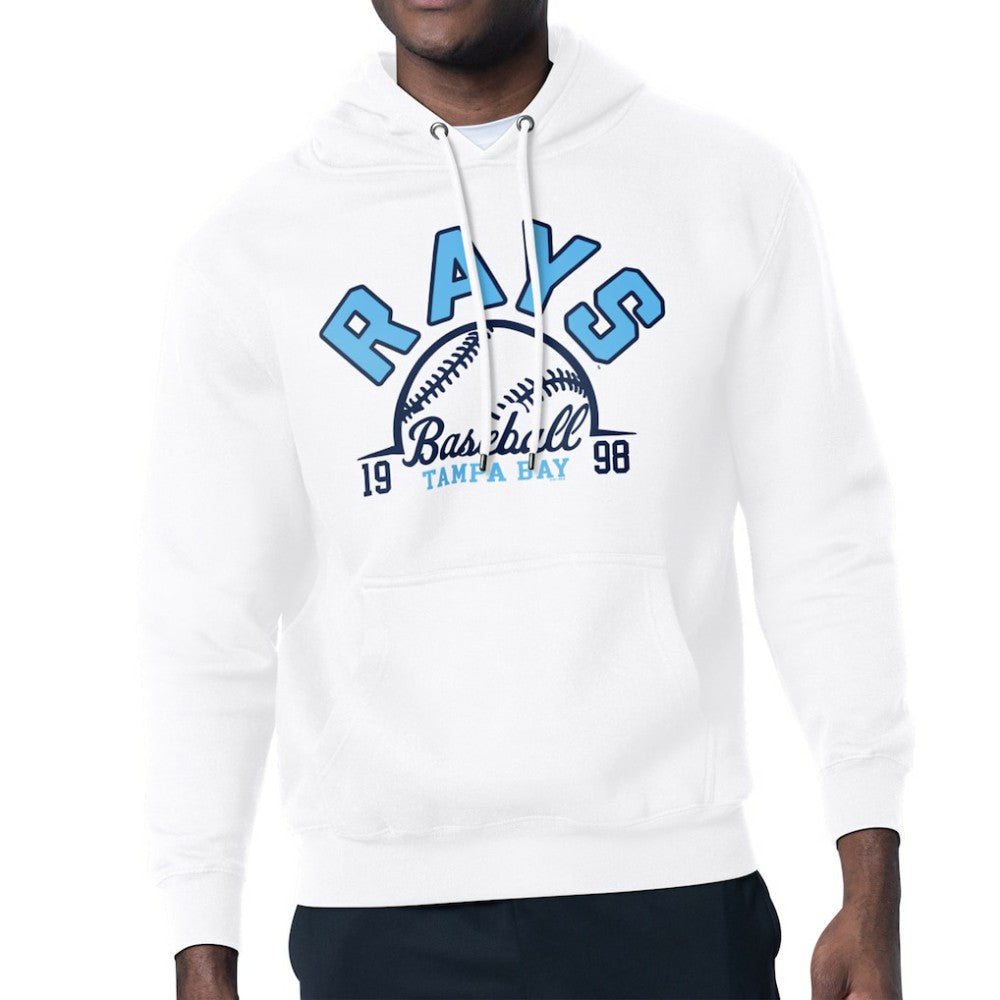 White Tampa Bay Rays Starter Half Ball Team Graphic Pullover Hoodie