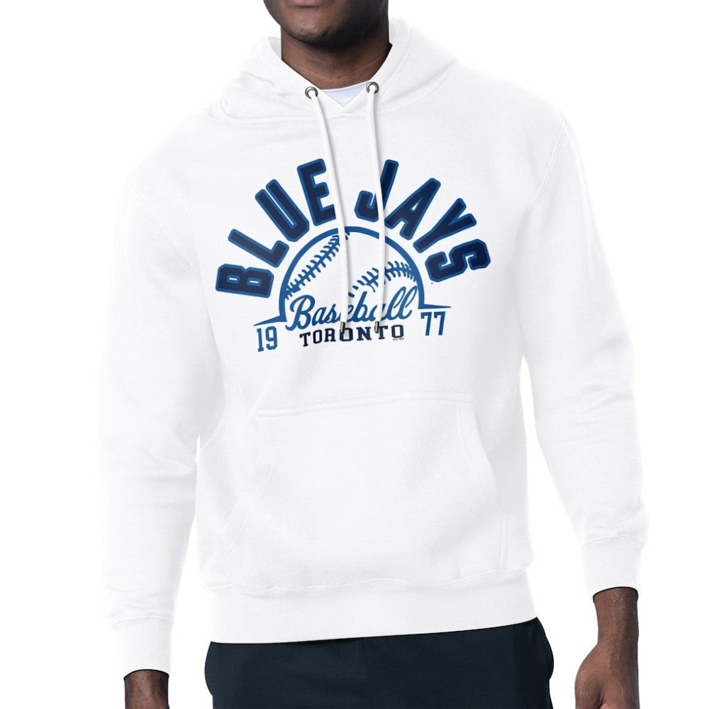 White Toronto Blue Jays Starter Half Ball Team Graphic Pullover Hoodie