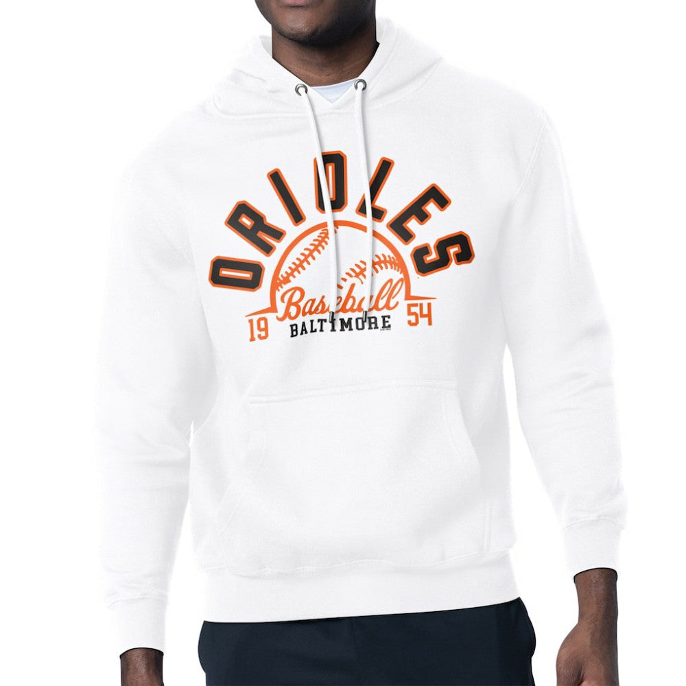 White Baltimore Orioles Starter Half Ball Team Graphic Pullover Hoodie