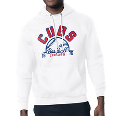 White Chicago Cubs Starter Half Ball Team Graphic Pullover Hoodie