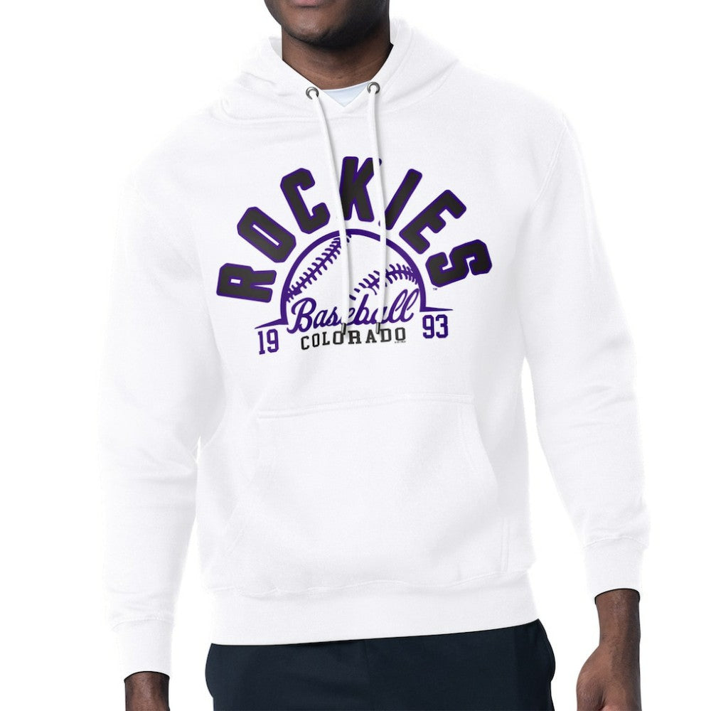White Colorado Rockies Starter Half Ball Team Graphic Pullover Hoodie