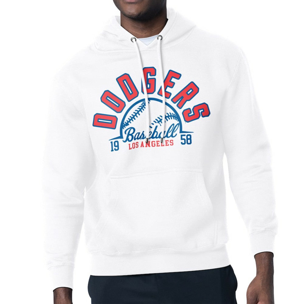White Los Angeles Dodgers Starter Half Ball Team Graphic Pullover Hoodie