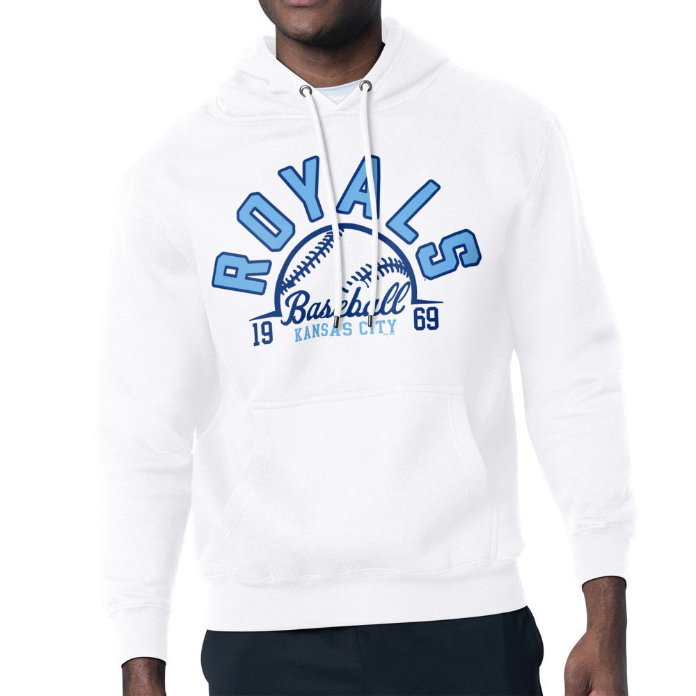 White Kansas City Royals Starter Half Ball Team Graphic Pullover Hoodie