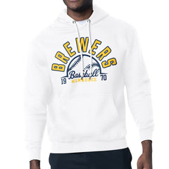 White Milwaukee Brewers Starter Half Ball Team Graphic Pullover Hoodie