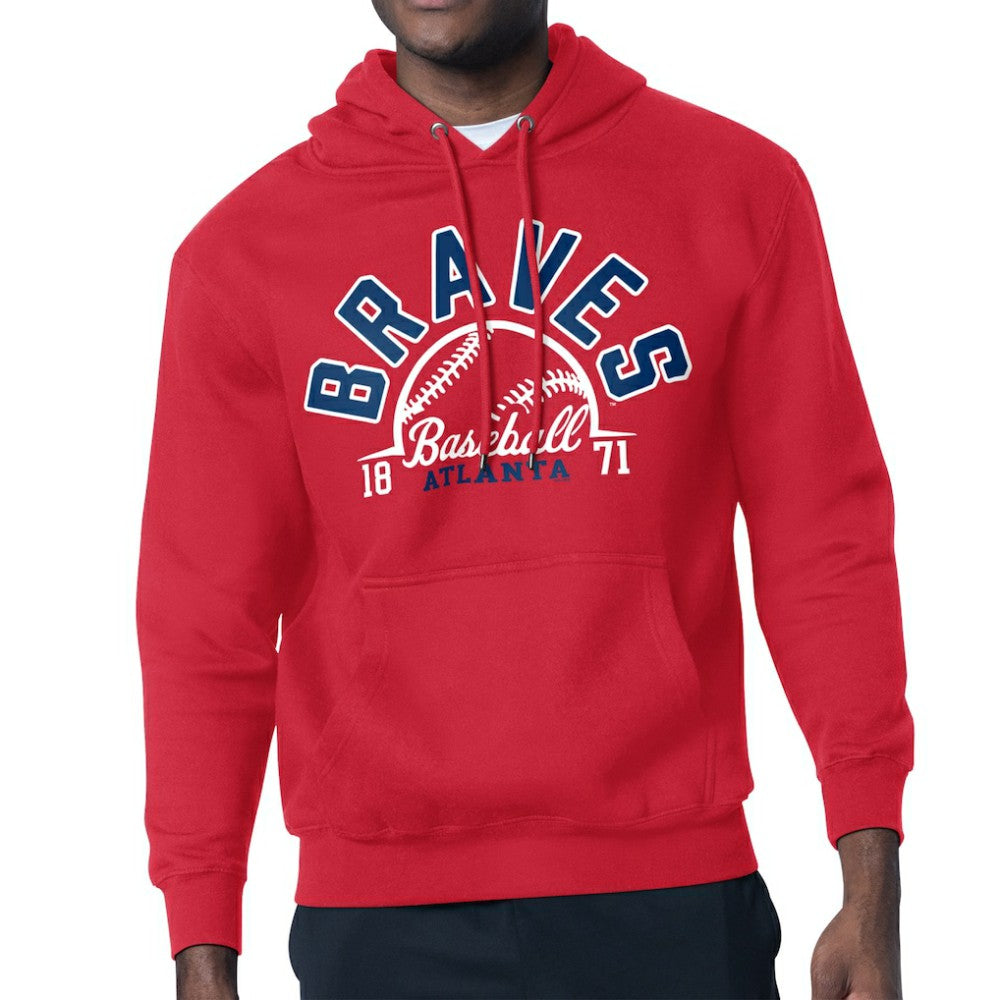 Red Atlanta Braves Starter Half Ball Team Graphic Pullover Hoodie