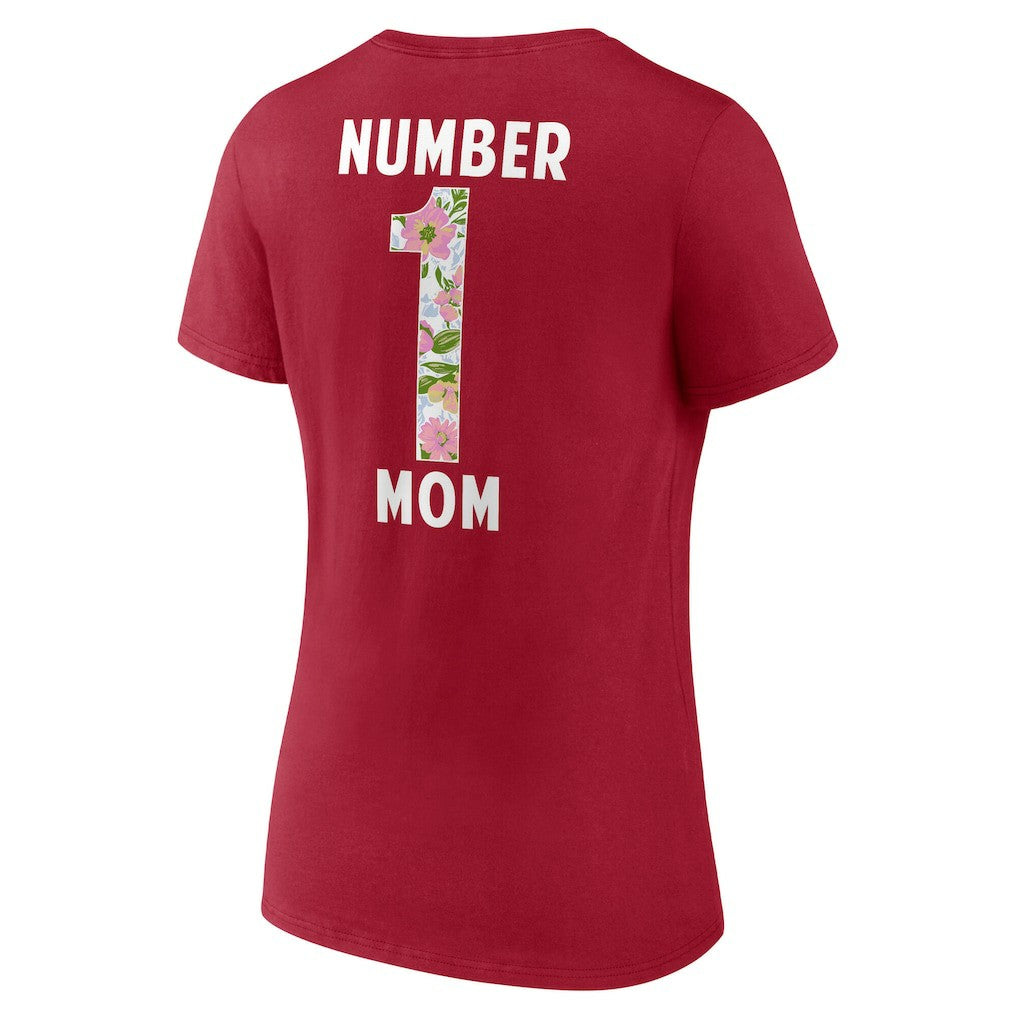 Women's Number 1 Mom Floral V-Neck T-Shirt - San Francisco 49ers T-shirts