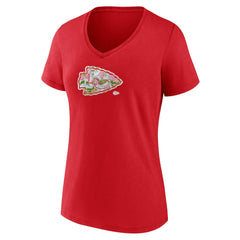 Women's Number 1 Mom Floral V-Neck T-Shirt - Kansas City Chiefs T-shirts