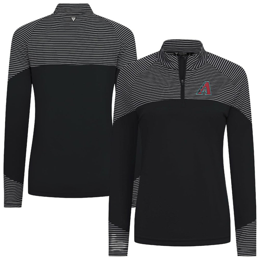 Black Arizona Diamondbacks Levelwear Women's Classic Stripes Insignia 2.0 Raglan Quarter-Zip Top