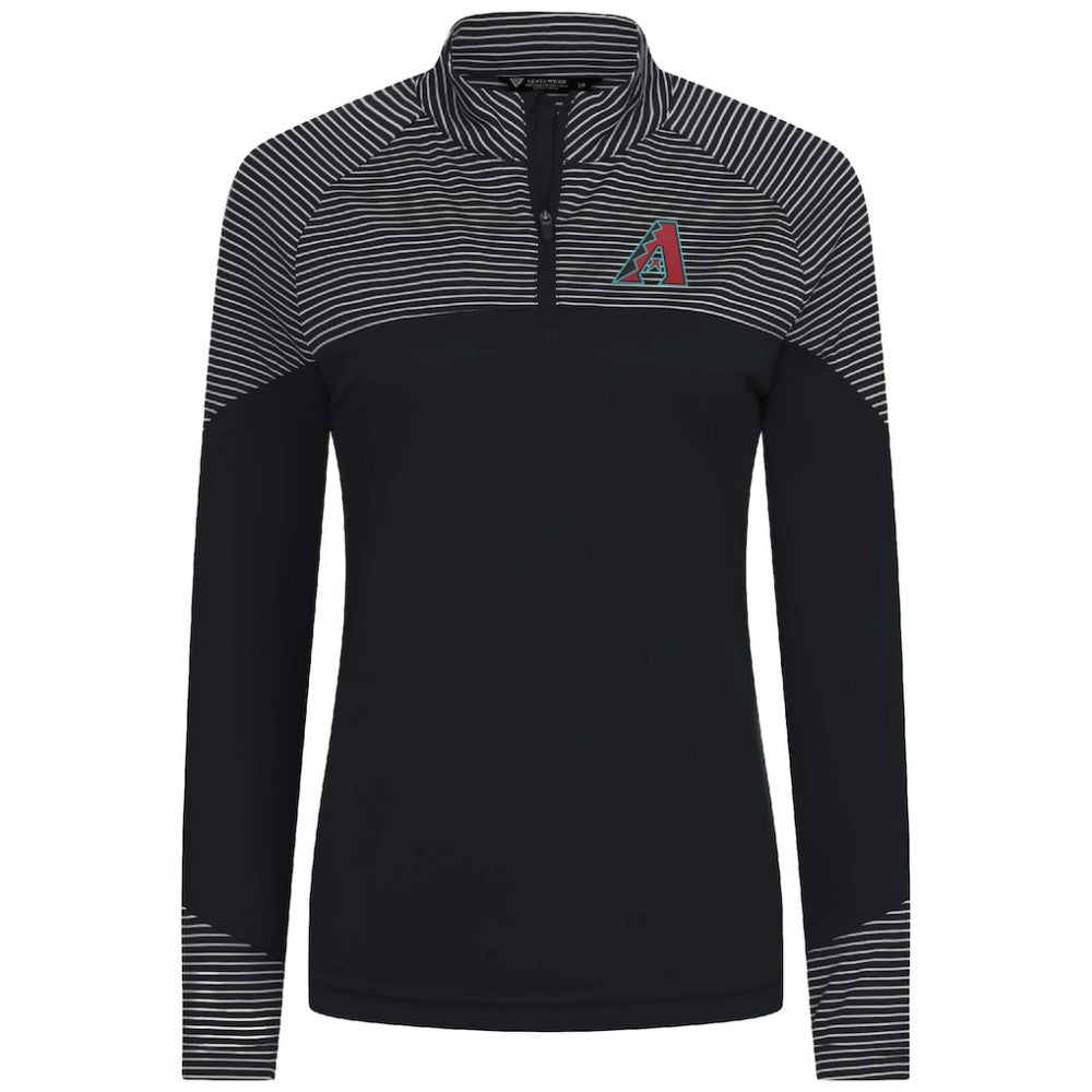 Black Arizona Diamondbacks Levelwear Women's Classic Stripes Insignia 2.0 Raglan Quarter-Zip Top