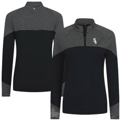 Black Chicago White Sox Levelwear Women's Classic Stripes Insignia 2.0 Raglan Quarter-Zip Top