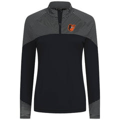 Black Baltimore Orioles Levelwear Women's Classic Stripes Insignia 2.0 Raglan Quarter-Zip Top