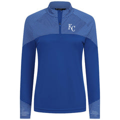 Royal Kansas City Royals Levelwear Women's Classic Stripes Insignia 2.0 Raglan Quarter-Zip Top