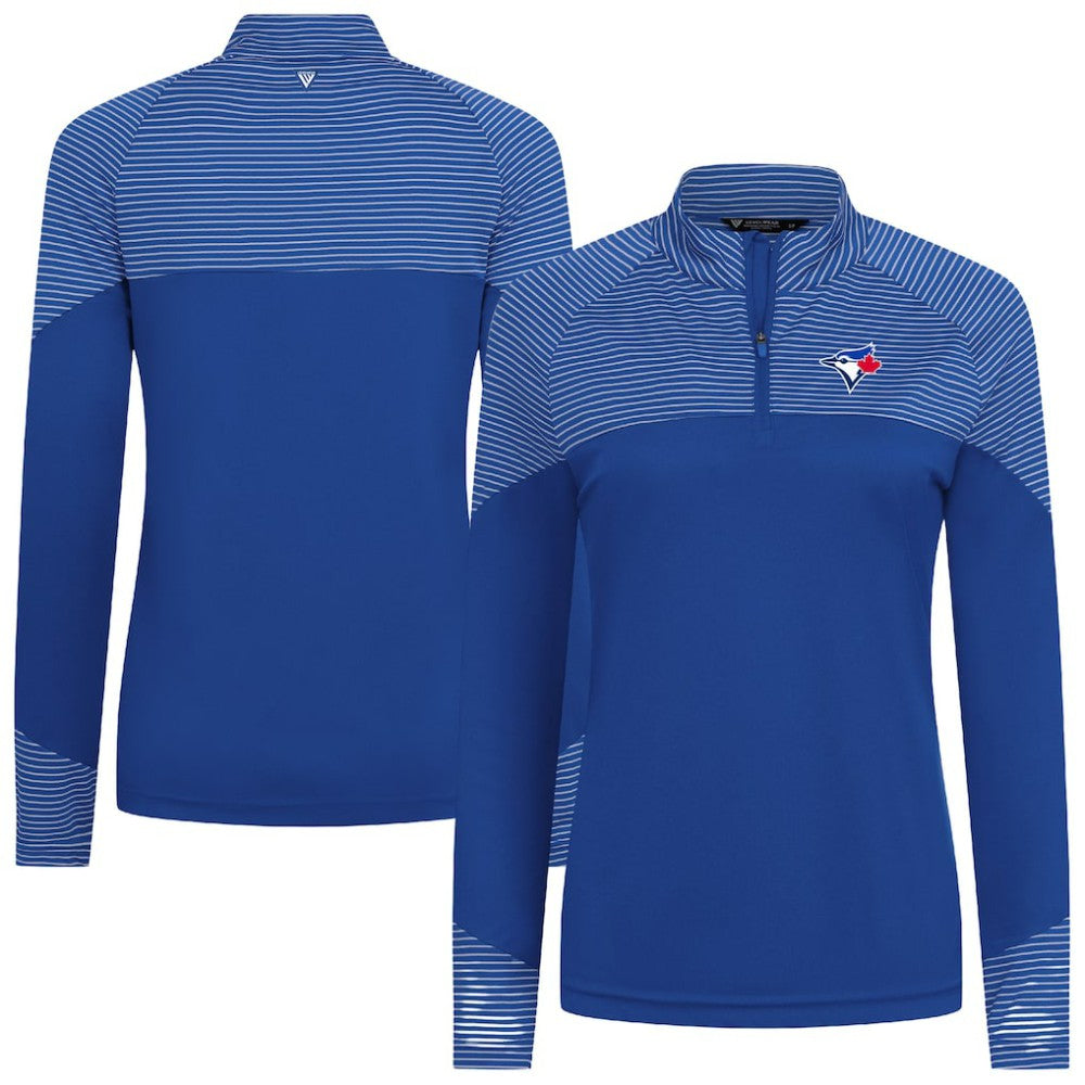 Royal Toronto Blue Jays Levelwear Women's Classic Stripes Insignia 2.0 Raglan Quarter-Zip Top