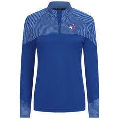 Royal Toronto Blue Jays Levelwear Women's Classic Stripes Insignia 2.0 Raglan Quarter-Zip Top