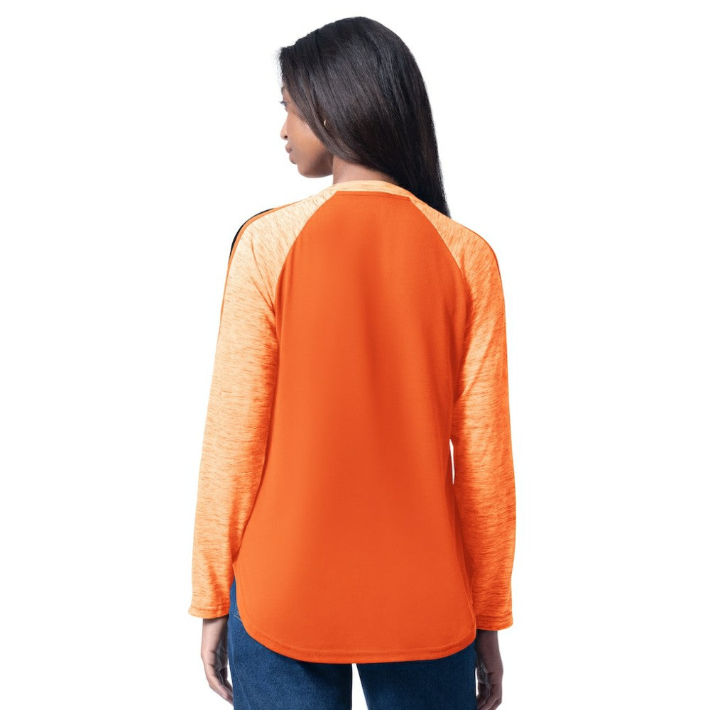 Orange Baltimore Orioles G-III 4Her by Carl Banks Women's Top Dog Raglan Long Sleeve V-Neck T-Shirt