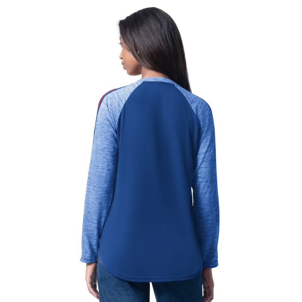 Royal Chicago Cubs G-III 4Her by Carl Banks Women's Top Dog Raglan Long Sleeve V-Neck T-Shirt