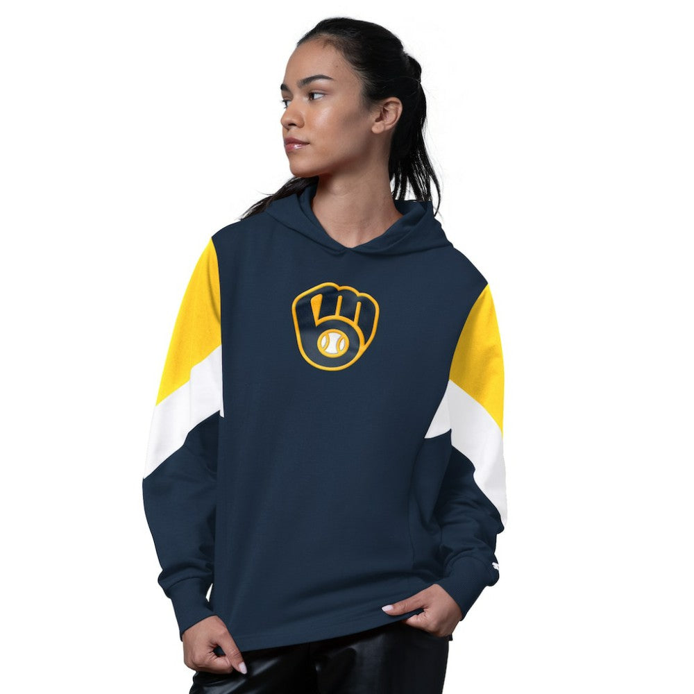 Navy Milwaukee Brewers Starter Women's Scrimmage Pullover Hoodie
