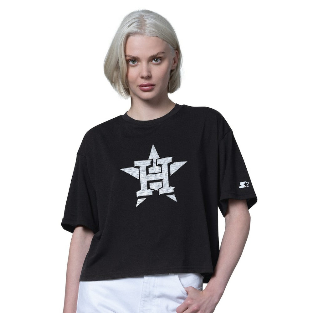 Black Houston Astros Starter Women's Holy Grail Boxy Cropped T-Shirt