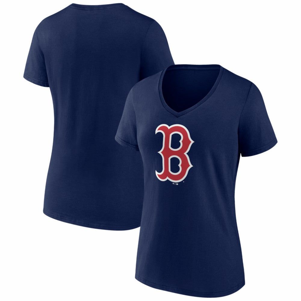 Navy Boston Red Sox Women's Logo V-Neck T-Shirt