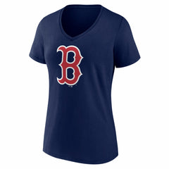 Navy Boston Red Sox Women's Logo V-Neck T-Shirt