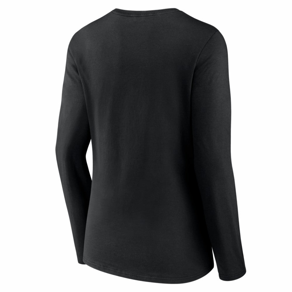 Black Colorado Rockies Women's Logo Long Sleeve V-Neck T-Shirt