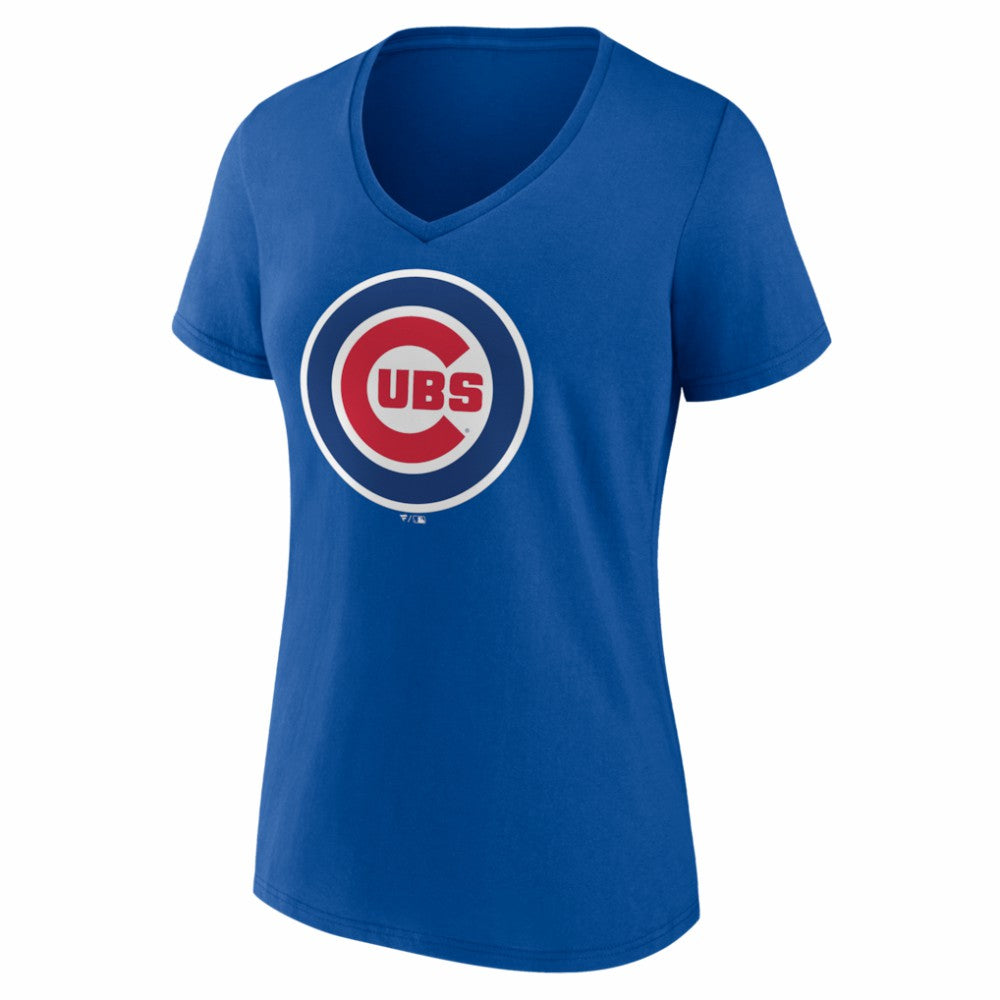 Royal Chicago Cubs Women's Logo V-Neck T-Shirt