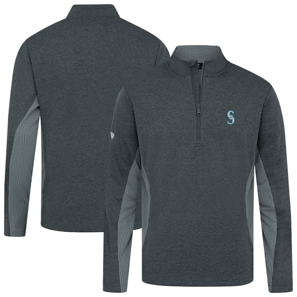 Heather Black Seattle Mariners Levelwear Waffle Insignia 2.0 Quarter-Zip Pullover