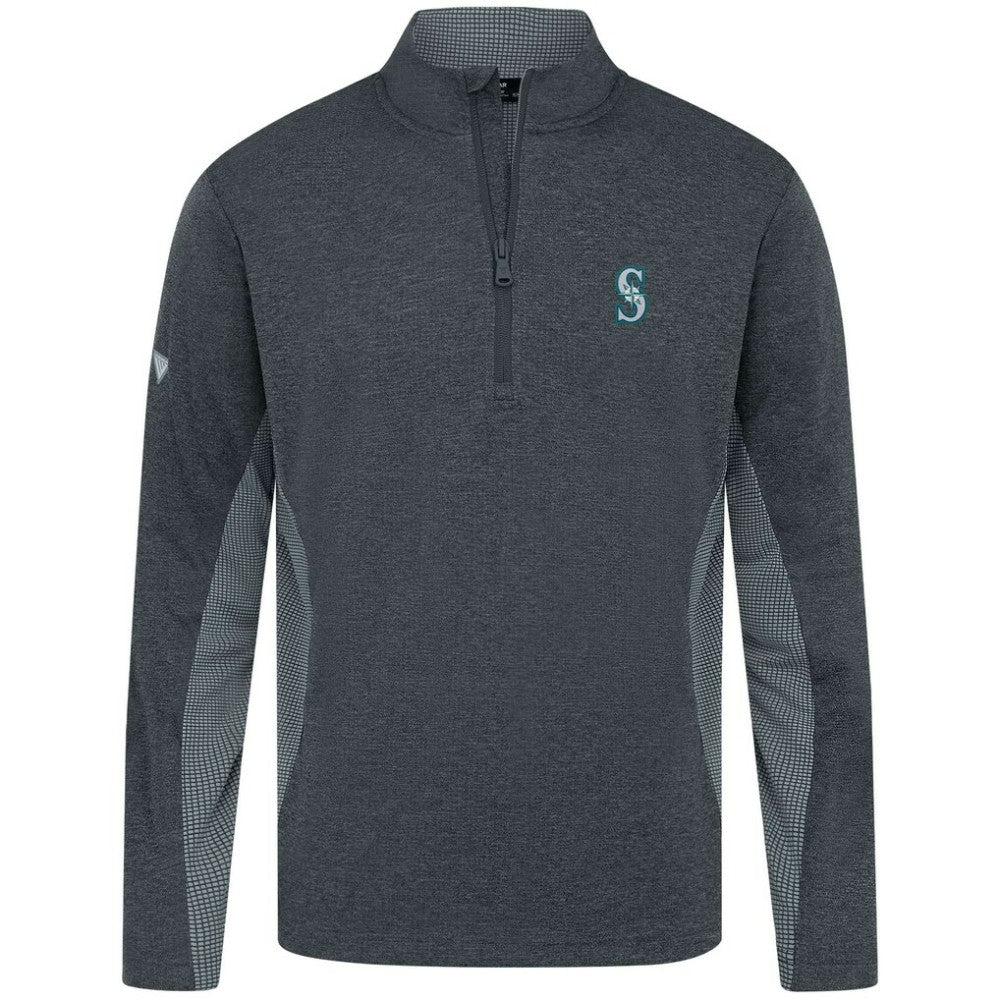 Heather Black Seattle Mariners Levelwear Waffle Insignia 2.0 Quarter-Zip Pullover