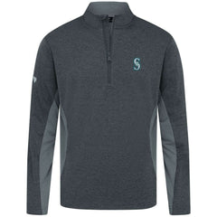 Heather Black Seattle Mariners Levelwear Waffle Insignia 2.0 Quarter-Zip Pullover