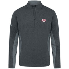 Heather Black Cincinnati Reds Levelwear Waffle Insignia 2.0 Quarter-Zip Pullover