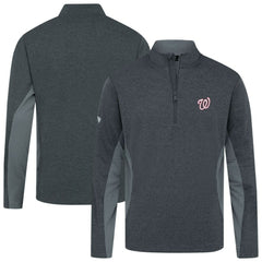 Heather Black Washington Nationals Levelwear Waffle Insignia 2.0 Quarter-Zip Pullover