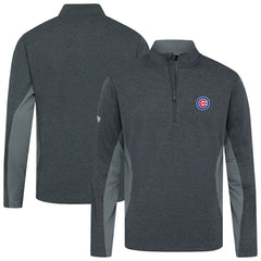 Heather Black Chicago Cubs Levelwear Waffle Insignia 2.0 Quarter-Zip Pullover