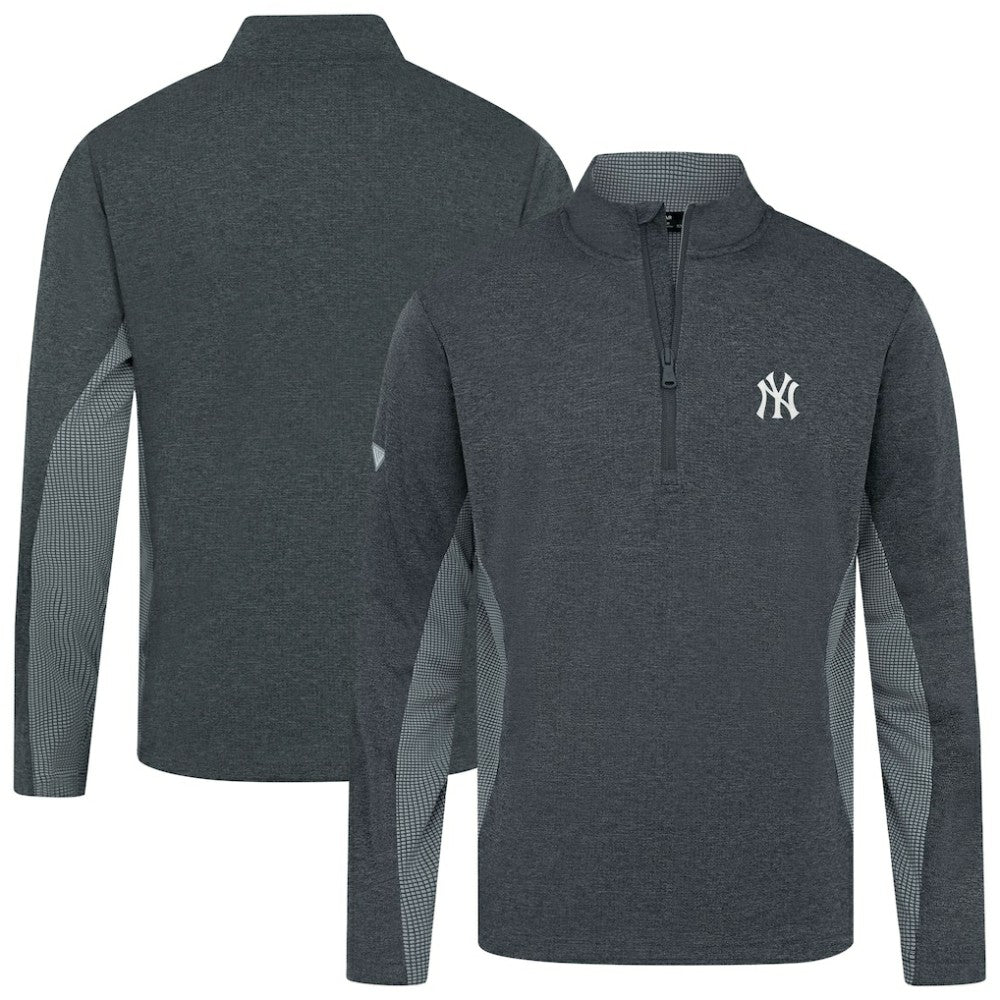 Heather Black New York Yankees Levelwear Waffle Insignia 2.0 Quarter-Zip Pullover