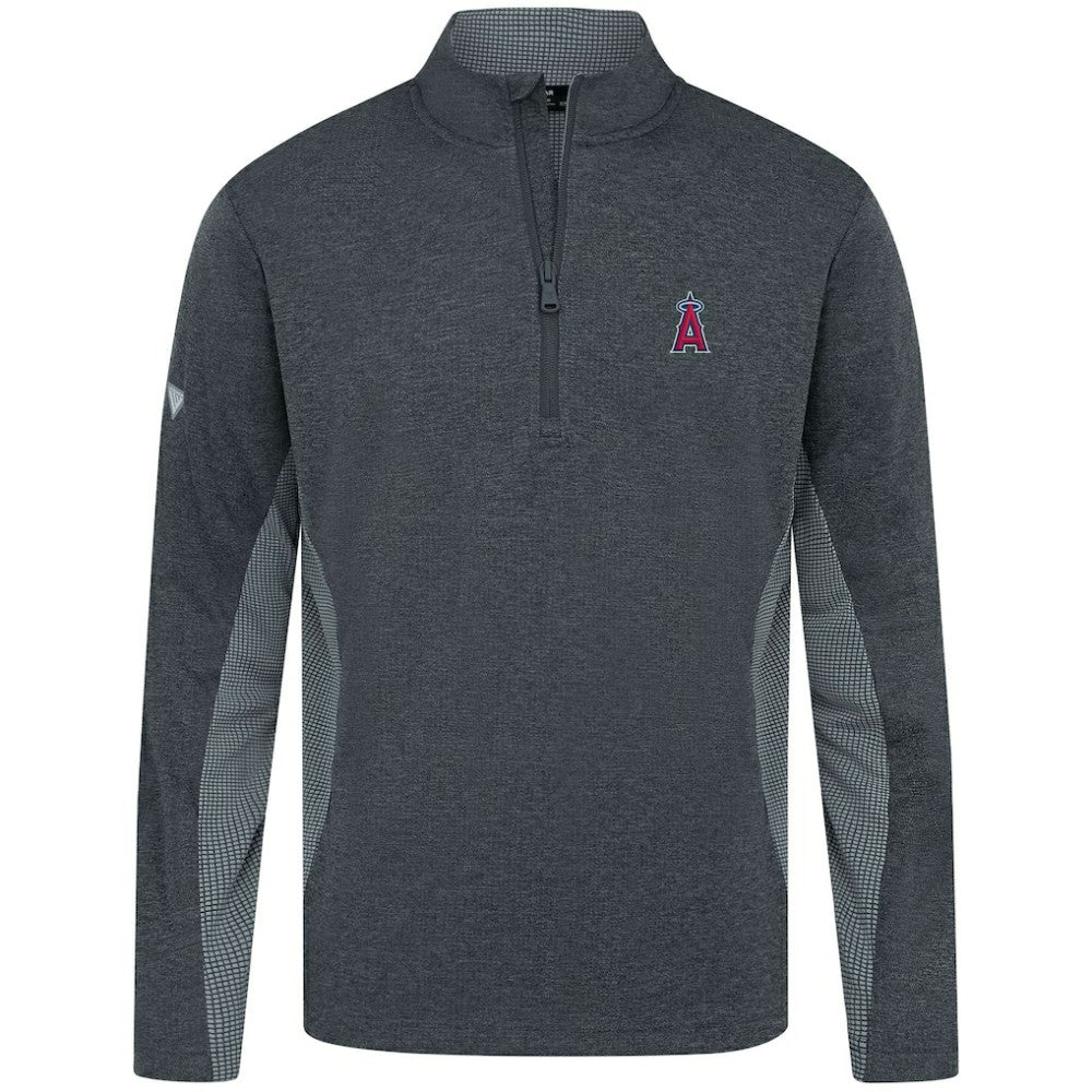 Heather Black Los Angeles Angels Levelwear Waffle Insignia 2.0 Quarter-Zip Pullover
