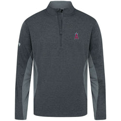 Heather Black Los Angeles Angels Levelwear Waffle Insignia 2.0 Quarter-Zip Pullover