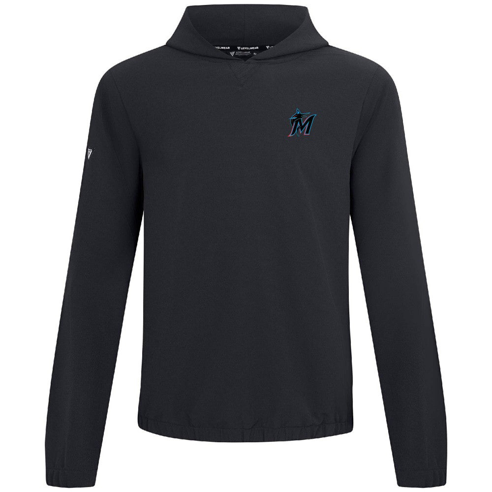 Black Miami Marlins Levelwear Action Insignia 2.0 Pullover Hoodie