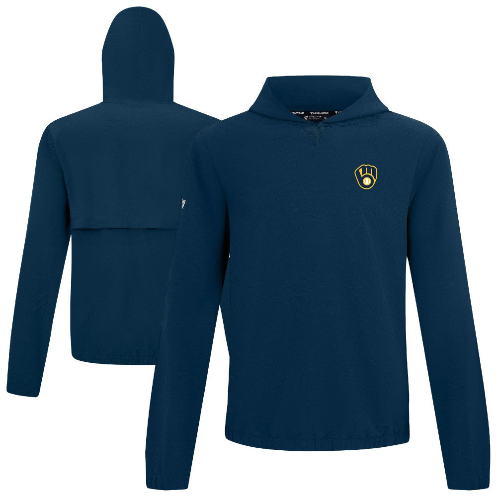 Navy Milwaukee Brewers Levelwear Action Insignia 2.0 Pullover Hoodie