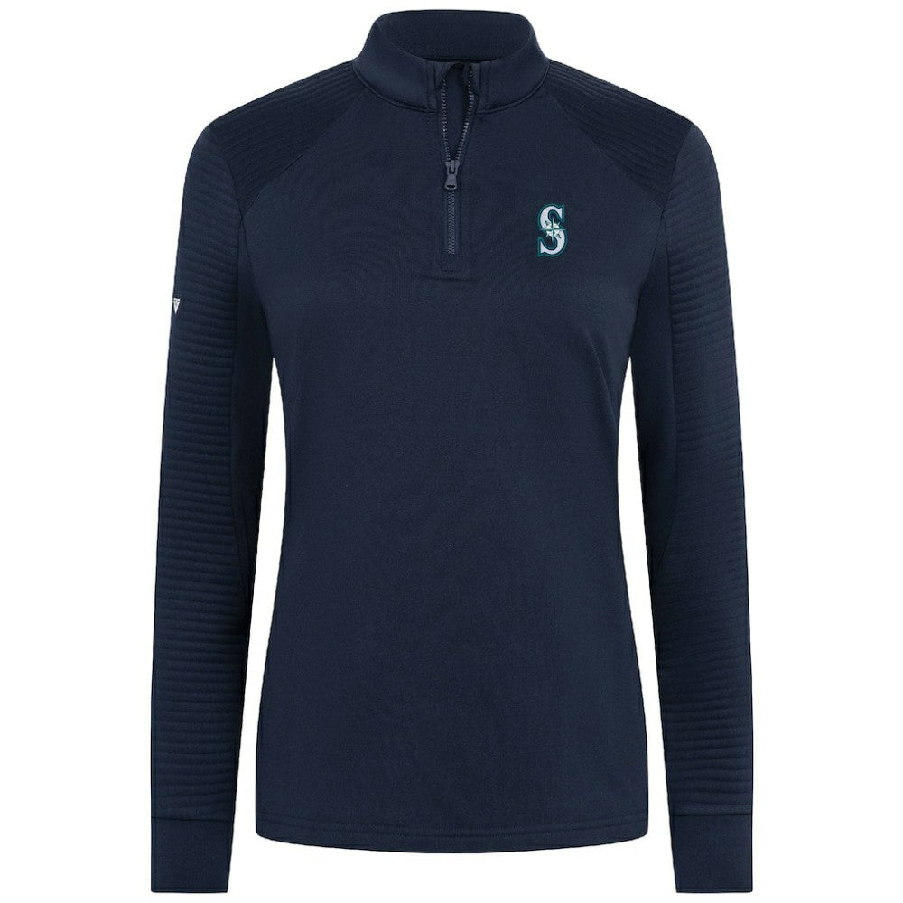 Navy Seattle Mariners Levelwear Women's Power Insignia 2.0 Quarter-Zip Pullover Top
