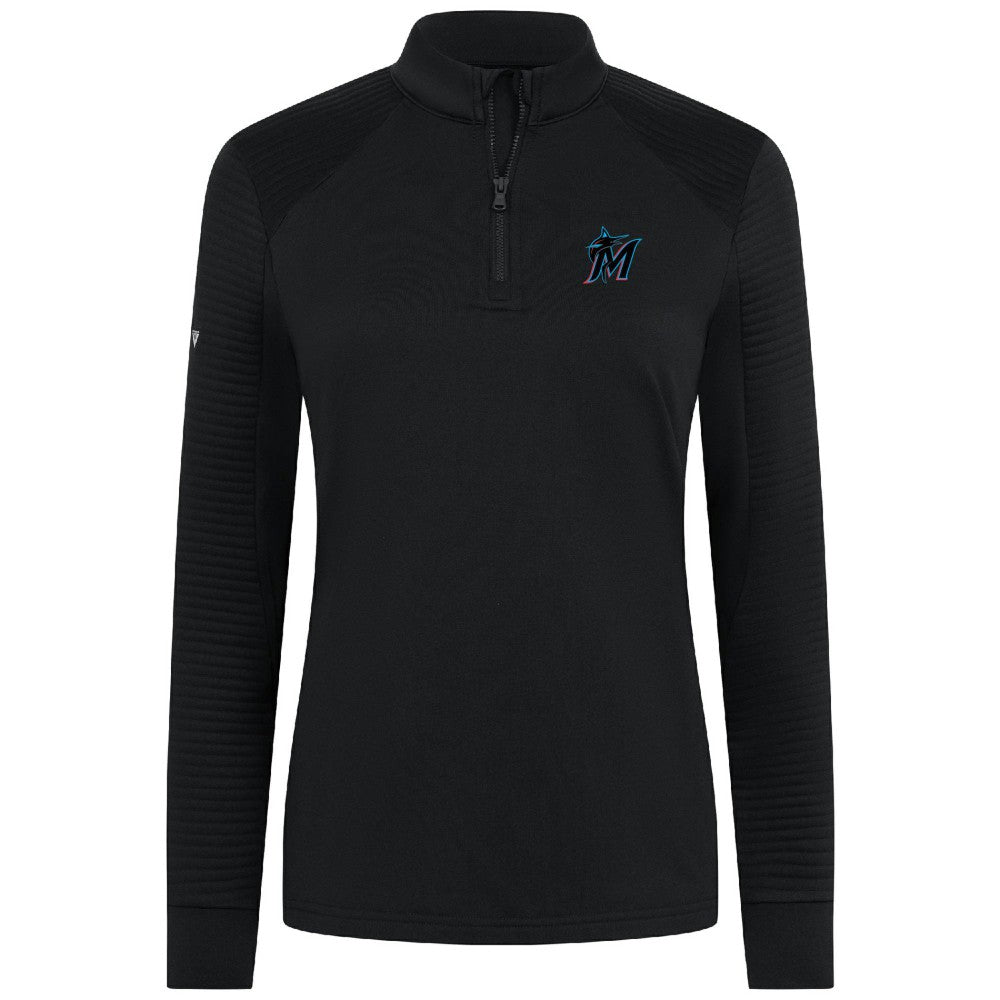 Black Miami Marlins Levelwear Women's Power Insignia 2.0 Quarter-Zip Pullover Top