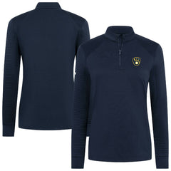 Navy Milwaukee Brewers Levelwear Women's Power Insignia 2.0 Quarter-Zip Pullover Top