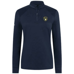 Navy Milwaukee Brewers Levelwear Women's Power Insignia 2.0 Quarter-Zip Pullover Top