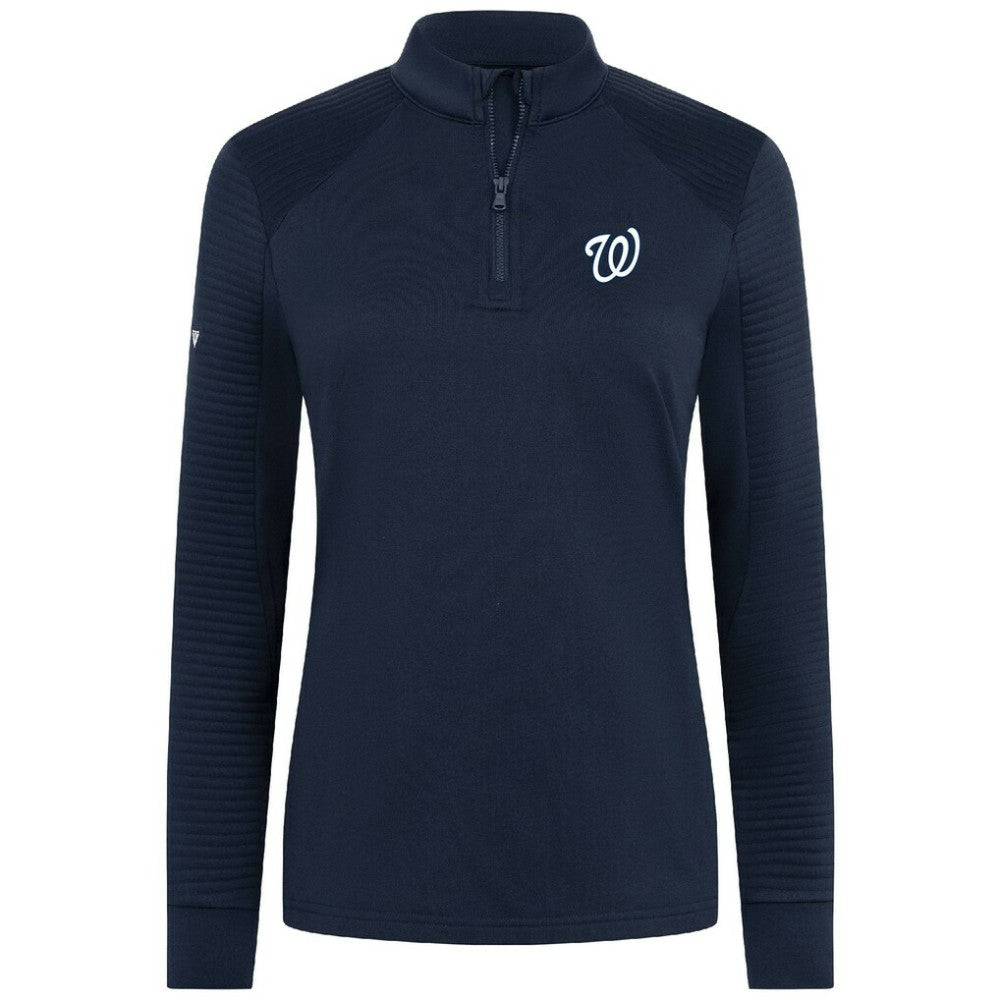 Navy Washington Nationals Levelwear Women's Power Insignia 2.0 Quarter-Zip Pullover Top