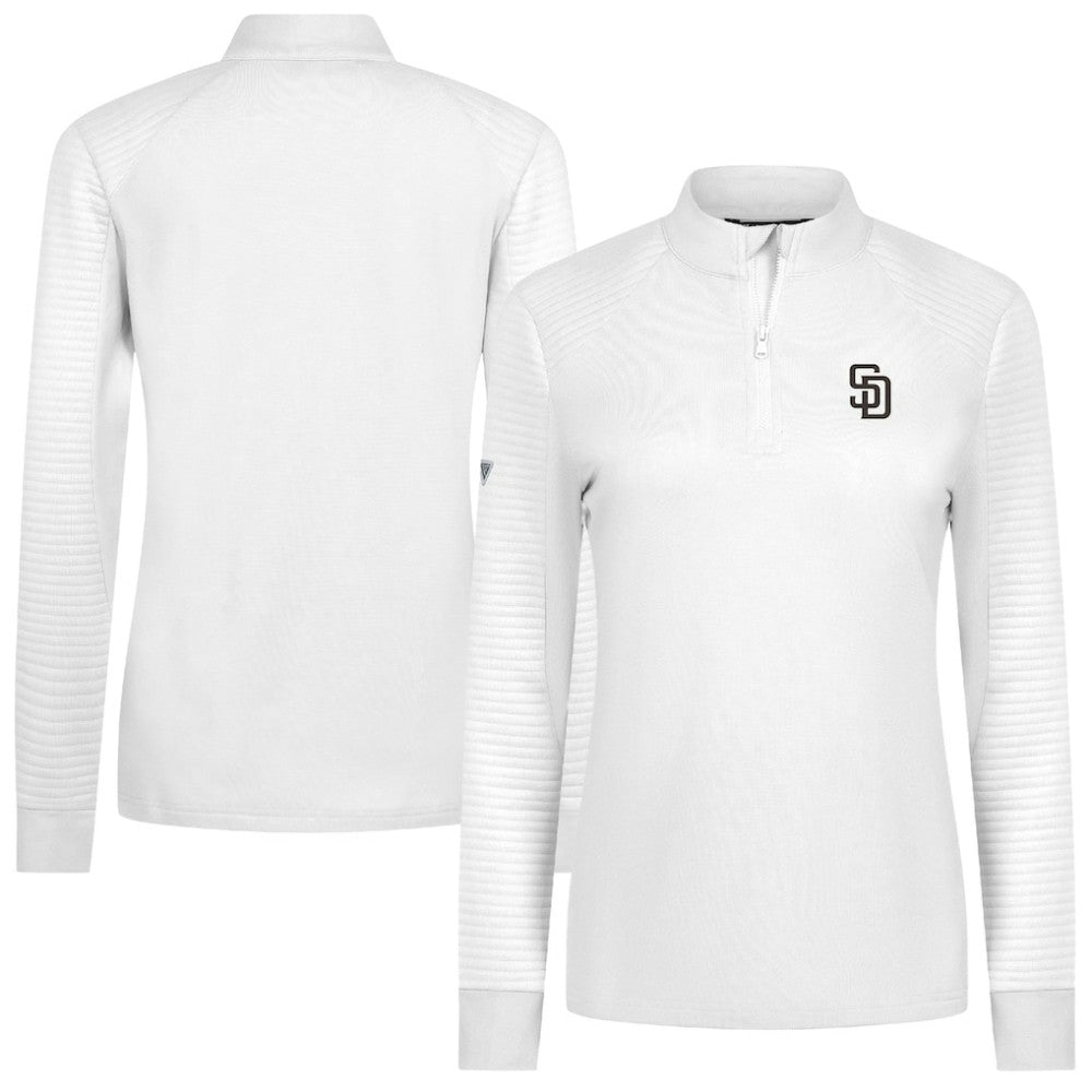 White San Diego Padres Levelwear Women's Power Insignia 2.0 Quarter-Zip Pullover Top