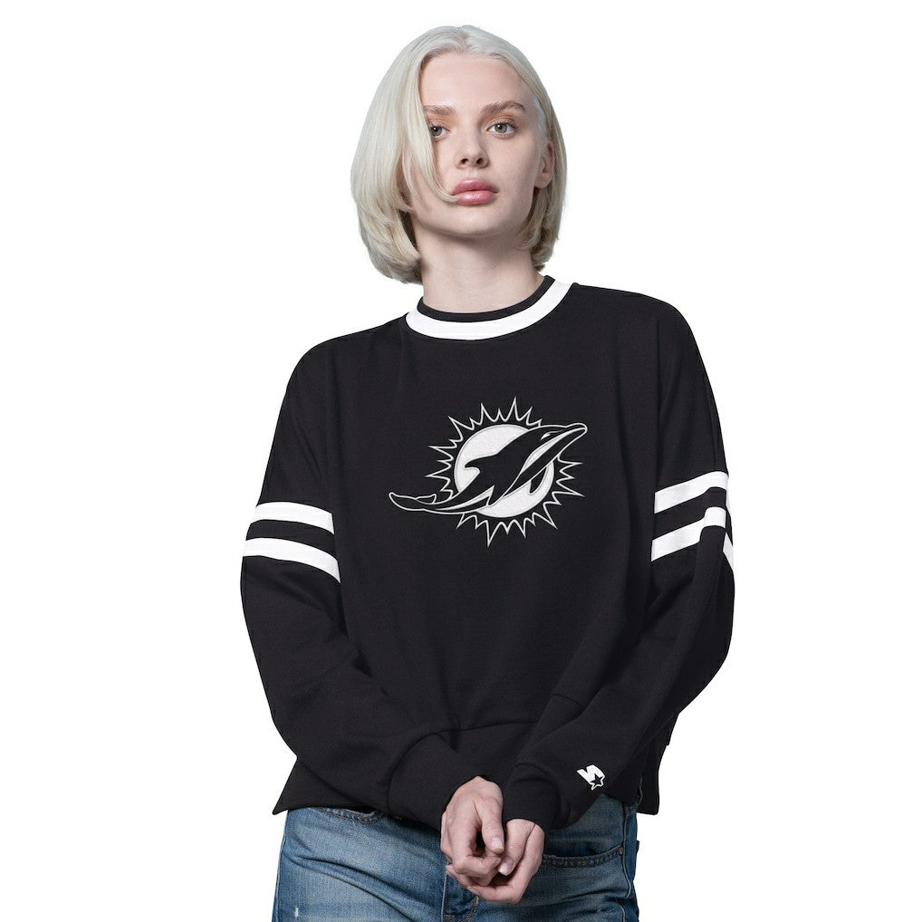 Starter Women's Rally Drop Shoulder Cropped Sweatshirt - Miami Dolphins Sweatshirts