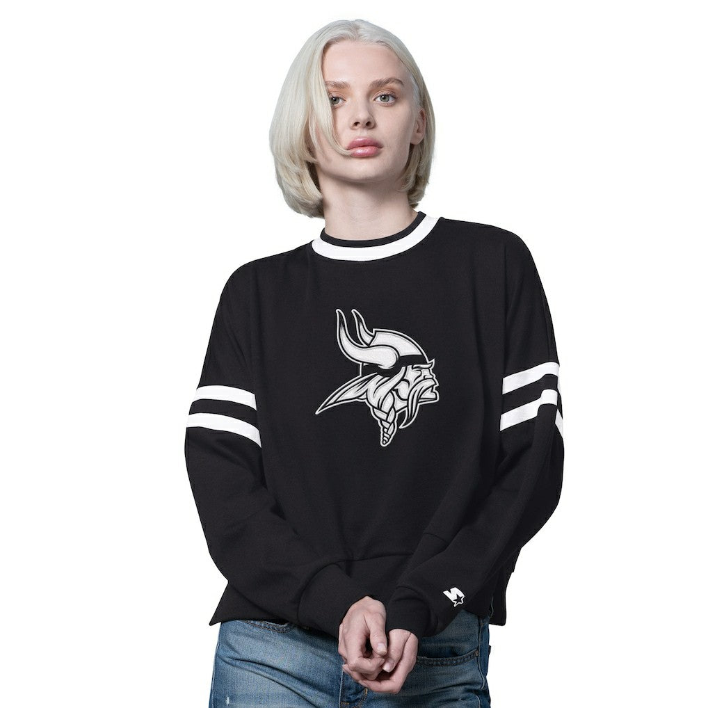 Starter Women's Rally Drop Shoulder Cropped Sweatshirt - Minnesota Vikings Sweatshirts