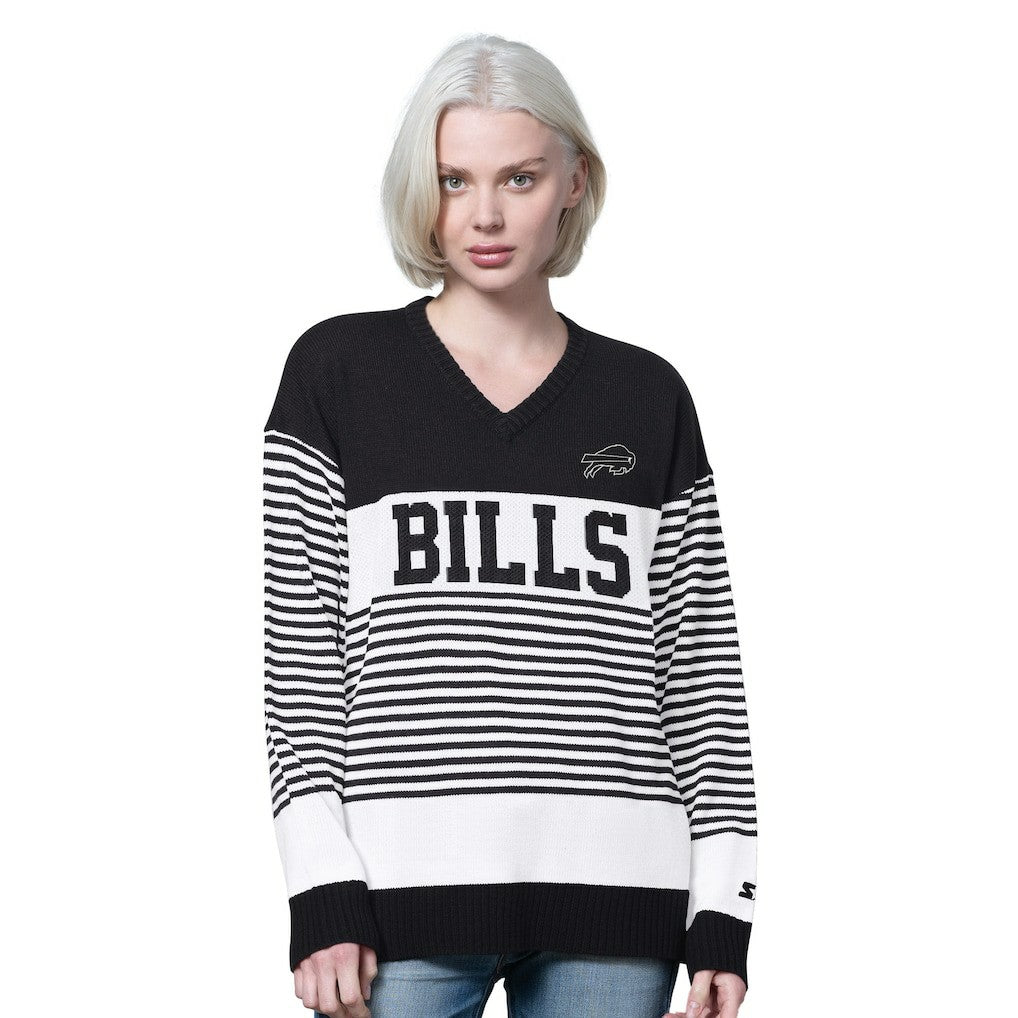 Starter Women's No Huddle Striped V-Neck Sweater - Buffalo Bills