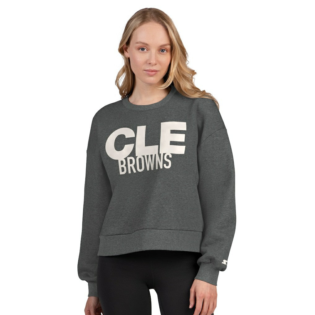 Starter Women's Show Up Cropped Fleece Pullover Sweatshirt - Cleveland Browns Pullover