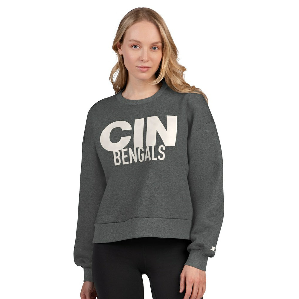 Starter Women's Show Up Cropped Fleece Pullover Sweatshirt - Cincinnati Bengals Pullover