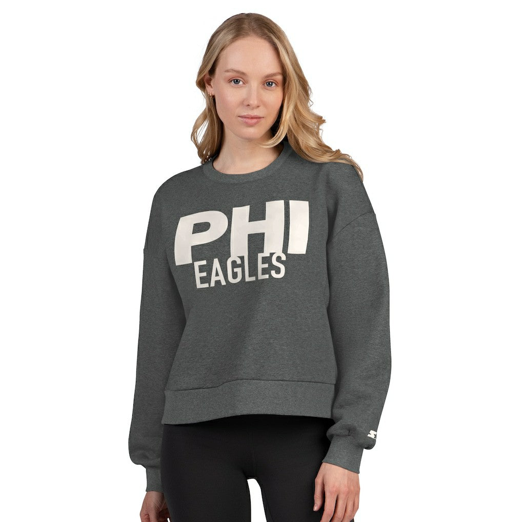 Starter Women's Show Up Cropped Fleece Pullover Sweatshirt - Philadelphia Eagles Pullover